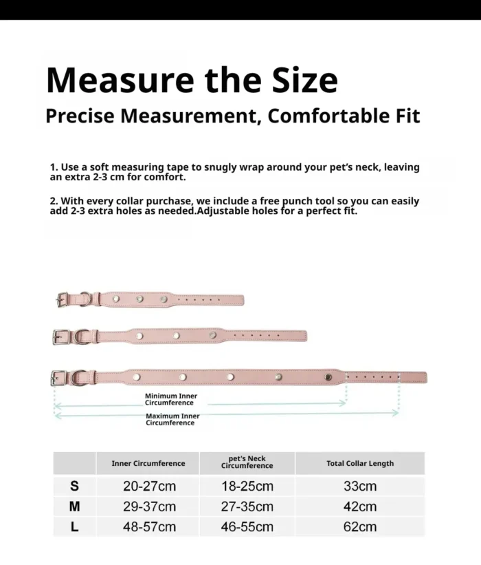 measure the size-1 Pink Pet Collar