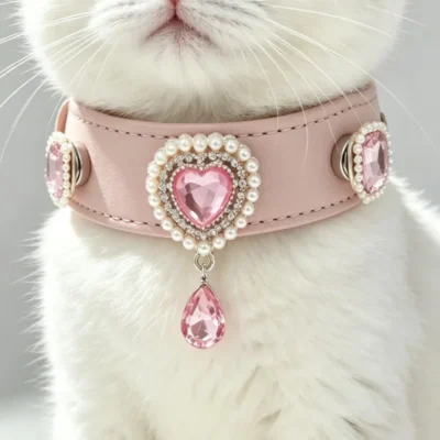 Pink Crystal Charm Pet Collar