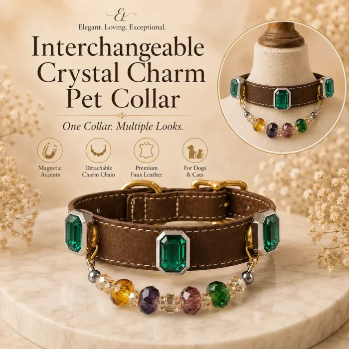 Emerald Charm Interchangeable-4 Emerald Charm Interchangeable Pet Collar