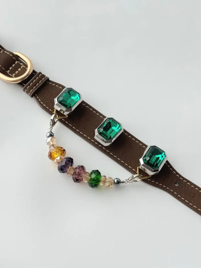 Emerald Charm Interchangeable-7 Emerald Charm Interchangeable Pet Collar