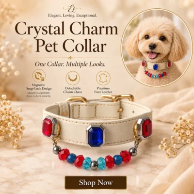 Ruby Sapphire Crystal Charm Pet Collar