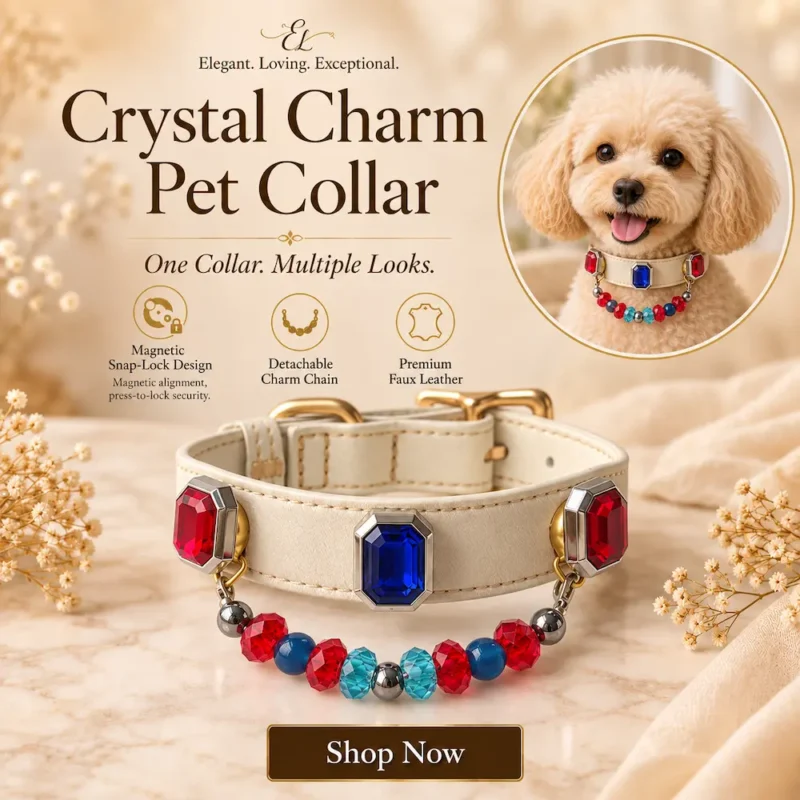 Ruby Sapphire Crystal Charm Pet Collar