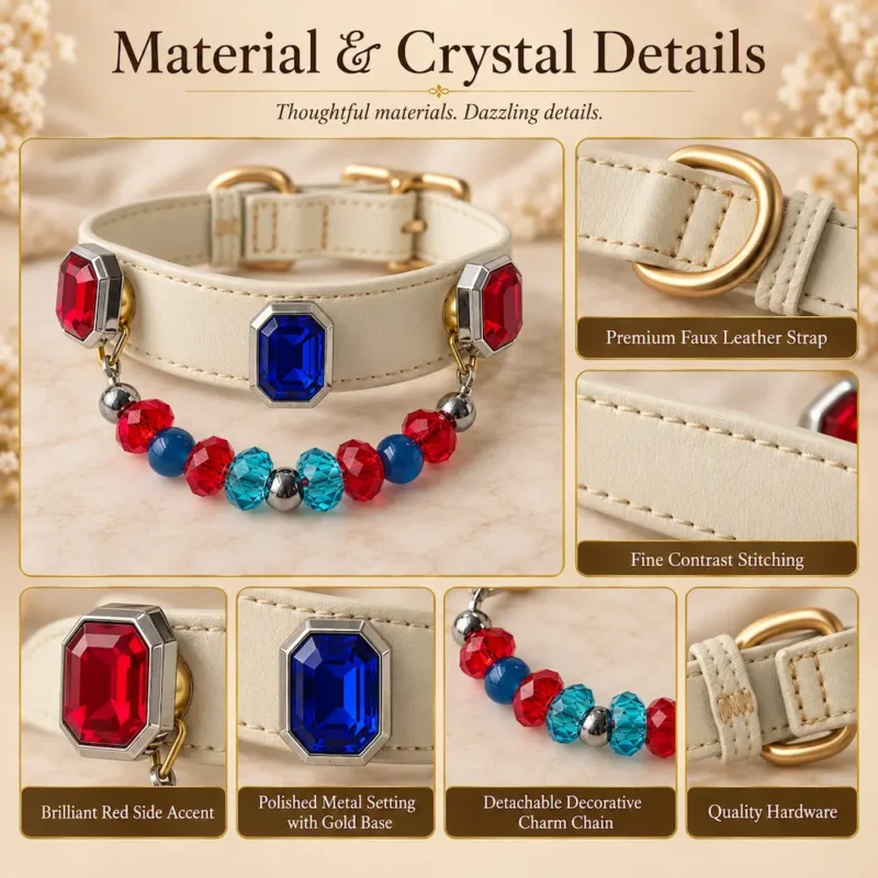 Ruby Sapphire Crystal Charm Pet Collar
