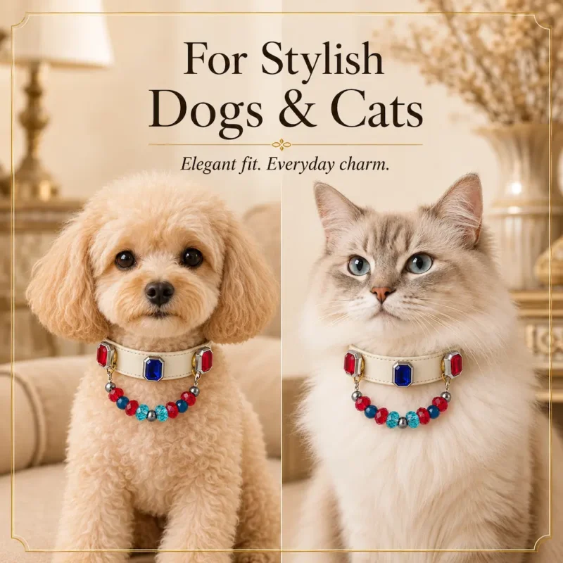 Ruby Sapphire Crystal Charm Pet Collar