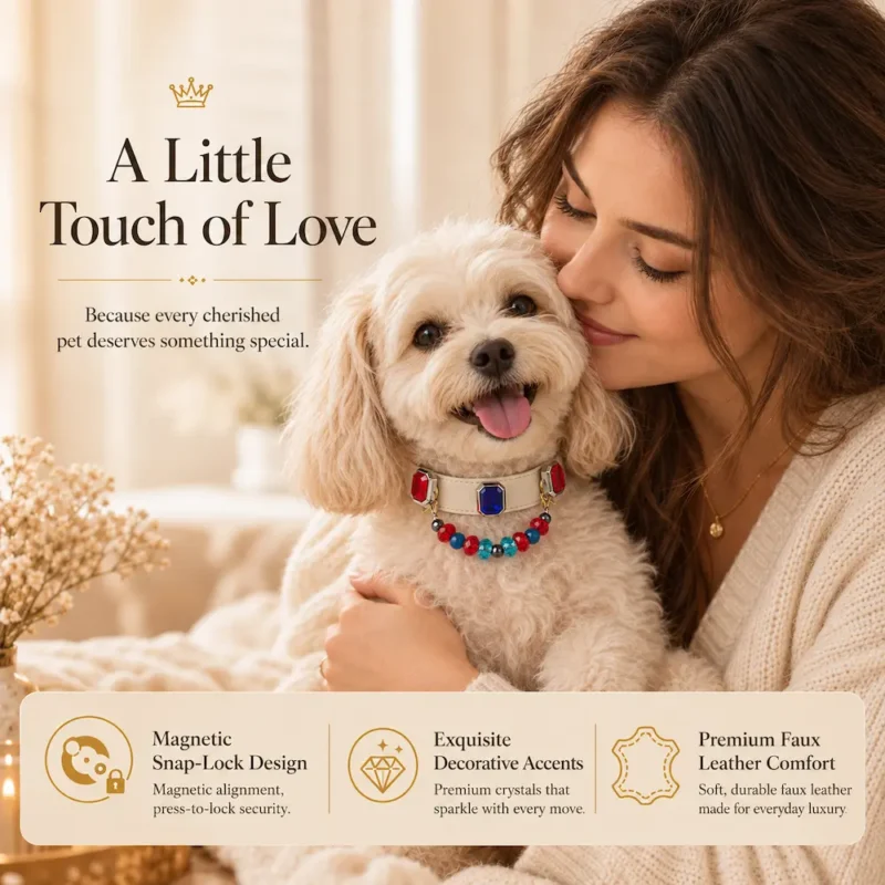 Ruby Sapphire Crystal Charm Pet Collar