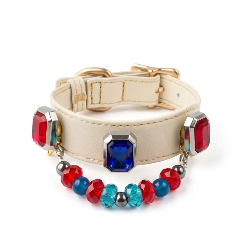 Ruby Sapphire Crystal Charm Pet Collar