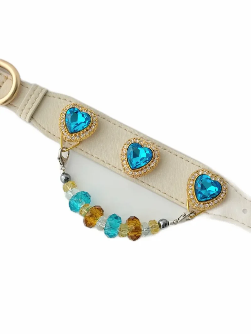 blue heart crystal pet collar with detachable beaded charm6 Blue Heart Crystal Pet Collar with Detachable Beaded Charm | Elegant Cat & Dog Collar