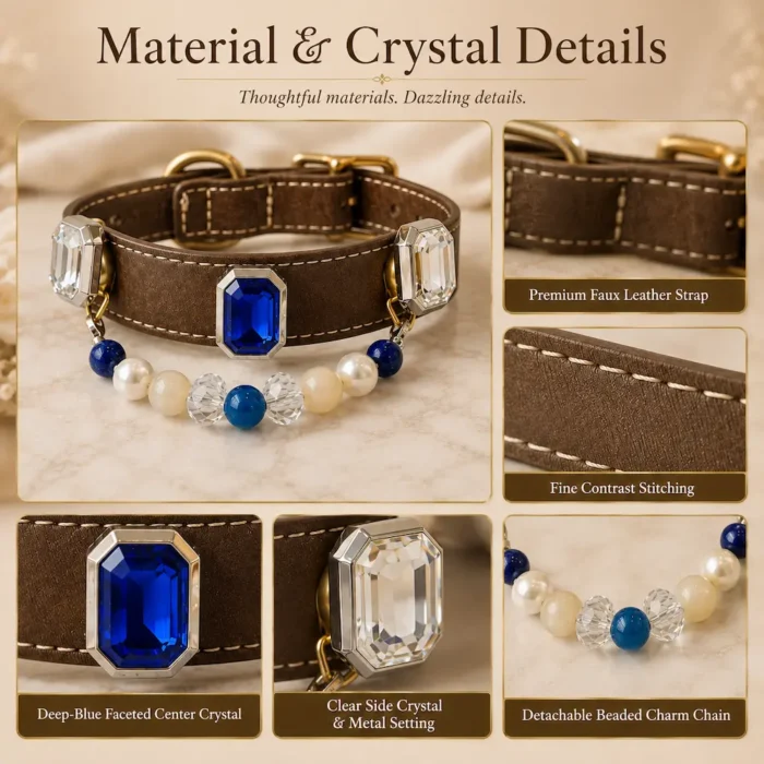 Interchangeable Crystal Charm Pet Collar Blue Agate