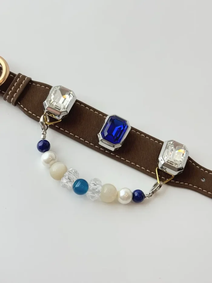 Interchangeable Crystal Charm Pet Collar Blue Agate